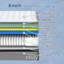 Double Mattress 4FT6 8Inch Memory Foam Pocket Sprung Individually Pocket Springs