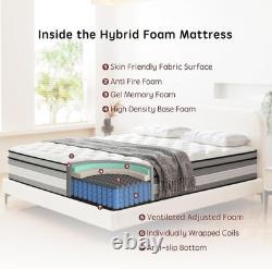 Double Mattress 4FT6 Hybrid 25CM Memory Foam Pocket Springs Medium Firm New