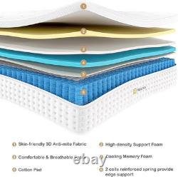 Double Mattress 4ft6 Hybrid Memory Foam Pocket Spring 28cm Medium Firm