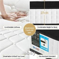 Double Mattress 4ft 6 Memory Foam Pocket Sprung Mattress Medium 27cm Height