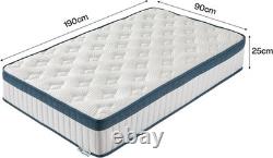 Double Mattress 90cm x 190cm, 25cm Deep Memory Foam & Pocket Spring Mattress
