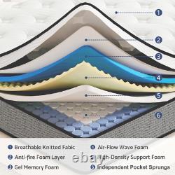 Double Mattress Hybrid Memory Foam Pocket Sprung King Mattress 4FT6 5FT In a Box