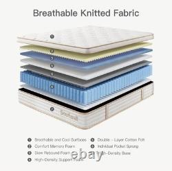 Double Mattress, Memory Foam Hybrid, Zoned Coil Pocket Sprungs 135x190x27cm
