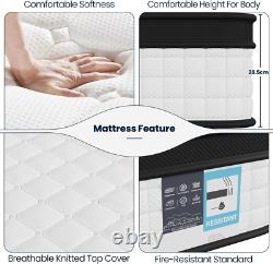 Double Mattress, Memory Foam Mattress 11 Inch Pocket Sprung Mattress with 3D B