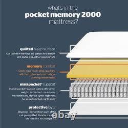 Double Mattress Memory Foam Pocket Sprung Medium Firm Hypoallergenic 27cm Deep