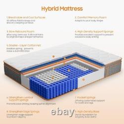 Double Mattresses 10 Inch Hybrid Memory Foam Mattress 4FT6 Pocket Spring Double