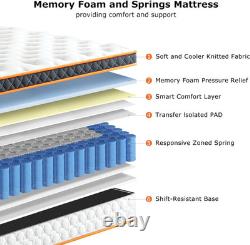 Double Mattresses 4FT6, Gel Memory Foam & Individually Pocket Sprungs Hybrid Med