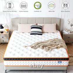 Double Mattresses 4FT6, Gel Memory Foam & Individually Pocket Sprungs Hybrid Med