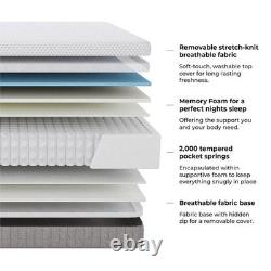 Dusk Memory Foam 2000 Pocket Sprung Hybrid King Size Mattress