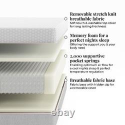Dusk Memory Foam 2000 Pocket Sprung Hybrid Single Mattress RRP £251
