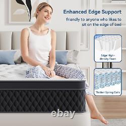 ELEMUSE Double Mattress 10.6 inch, Memory Foam Pocket Sprung Mattress 4FT6, Firm