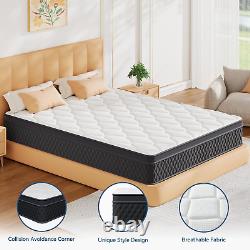ELEMUSE Double Mattress 10.6 inch, Memory Foam Pocket Sprung Mattress 4FT6, Firm