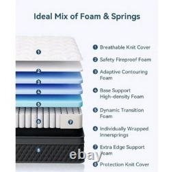 ELEMUSE Firm Mattress Double Bed 135190cm Memory Foam Pocket Springs Orthopaed
