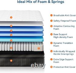 ELEMUSE Firm Mattress Single 10.6 inch, Memory Foam Pocket Sprung Mattress 3FT