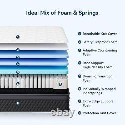 ELEMUSE Single Mattress 10.6 inch, Memory Foam Pocket Sprung Mattress 3FT, Mediu