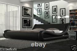 Enzo Italian Modern Small Double King Size Leather Bed + Memory Foam Mattress