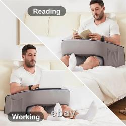 Extra Large Memory Foam Reading Pillow with Armrests and Pocket Soft Lap Des