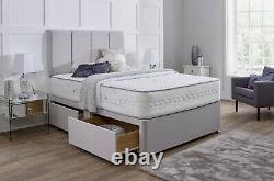 FABRIC SUEDE MATCHING DIVAN BED SET STORAGE MEMORY MATTRESS 4FT6 Double 5FT King