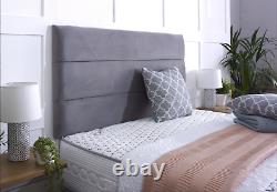 FABRIC SUEDE MATCH DIVAN BED SET + MEMORY SPRING MATTRESS 4FT6 Double 5FT King