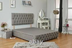 Fabric Divan Bed Set With Memory Foam Mattress And Headboard Double King Single