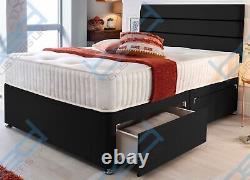 Fabric Memory Foam Divan Bed Set With Mattress Headboard 3ft 4ft6 Double 5ftking