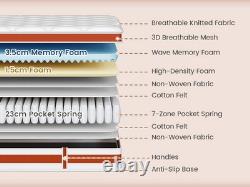 GUDE Night Memory Foam Mattress Pocket Spring Bed Orthopaedic 3FT 5FT King Size