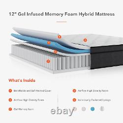 Gel Memory Foam Pocket Sprung Mattress Hybrid Durable Breathable Foam Cozy Sleep