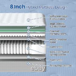 Good Nite Double Mattresses 4FT 6, 8 Inch Memory Foam Pocket Sprung Mattress, cm