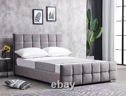 Grey Plush Velvet Bed Frame + Memory Foam Mattress 4FT6 Double 5FT King Size