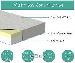 Grey Plush Velvet Bed + Memory Foam Mattress, 4FT6 Double & 5FT King Size
