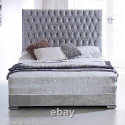 Hf4you Franklin 1000 Pocket Sprung Memory Foam Bed Set Crushed Velvet Silver