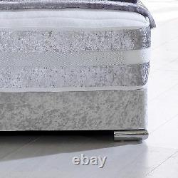 Hf4you Franklin 1000 Pocket Sprung Memory Foam Bed Set Crushed Velvet Silver