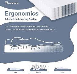 HomyLink Double Mattresses Pocket Sprung Memory Foam 4FT6 Mattress 9-Zone Ortho