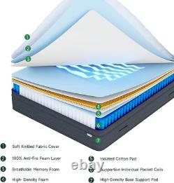 Hybrid 25/27cm Medium Firm Mattress Pocket Spring Memory Foam Breathable