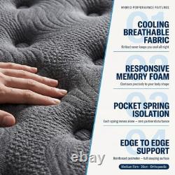 Hybrid Memory Foam Pocket Sprung Mattress Single Double King 190/200cm Rolled