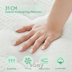 Hybrid Sprung Double Mattress Memory Foam Single 4ft6 5ft King Size 31cm Deep