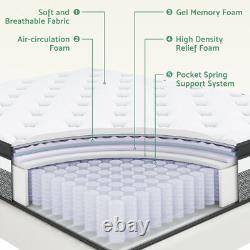 Hybrid Sprung Double Mattress Memory Foam Single 4ft6 5ft King Size 31cm Deep