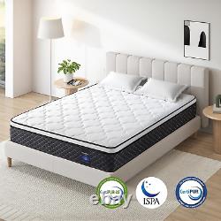 Inofia 4FT6 Double Mattress, 10.3Inch COOLMAX Gel Memory Foam Pocket Spring Foam
