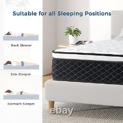 Inofia 4FT6 Double Mattress, 10.3Inch COOLMAX Gel Memory Foam Pocket Spring Foam