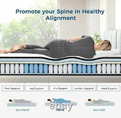 Inofia 4FT6 Double Mattress, 10.3Inch Gel Memory Foam Pocket Spring COOLMAX
