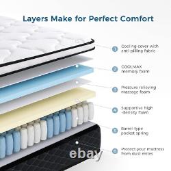 Inofia 4FT Small Double Mattress, 10.3Inch COOLMAX Gel Memory Foam Pocket Spring