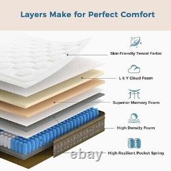 Inofia Double Mattress, 12 Inch CloudLux Memory Foam Mattress with Pocket