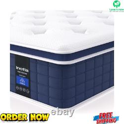 Inofia Double Mattress, 12 Inch Memory Foam Sprung Mattress 4FT6, Sleep Cool