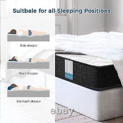 Inofia Double Mattress, 22cm Pocket Springs Memory Foam Mattress, Breathable