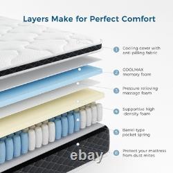Inofia Double Mattress, COOLMAX Gel Memory Foam Pocket Spring Mattress, Medium F
