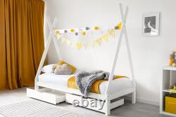 Jessie Kids White Wooden Teepee Tent Bed Single