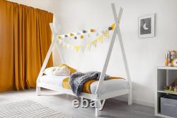 Jessie Kids White Wooden Teepee Tent Bed Single