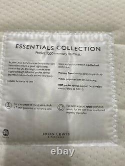 John Lewis Essentials Pocket Memory 1000 Medium Tension Double mattress