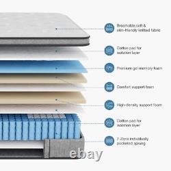 King Mattress 5FT, Gel Memory Foam 7 Zone Pocket Sprung Hybrid King Size Matt