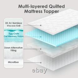 King Size Cooling Gel Memory Foam Mattress Topper with Extra Deep Pocket Design